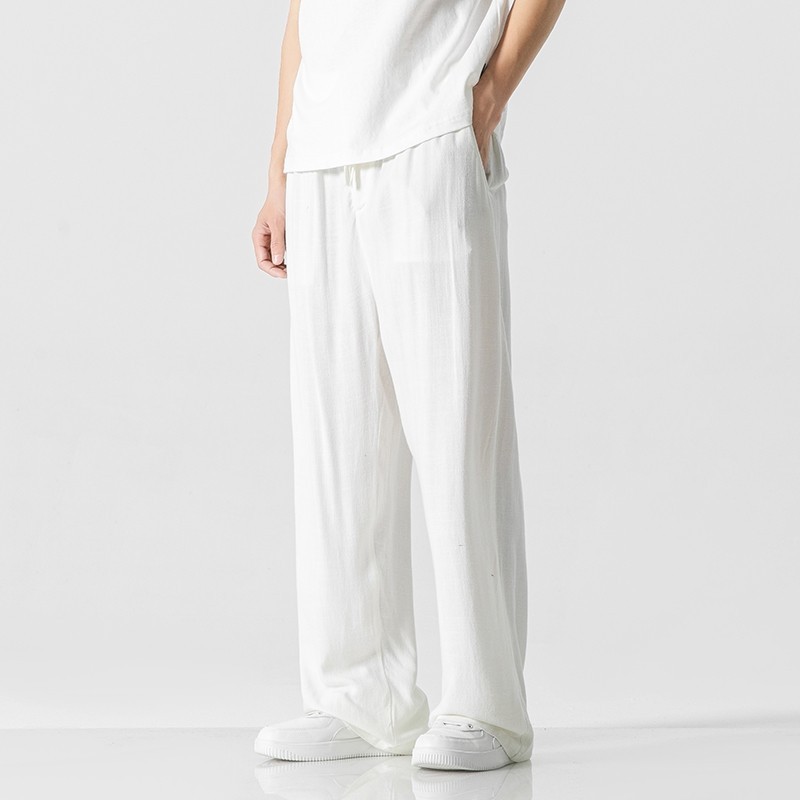 Linen Pants Men's Summer Loose Straight Casual Trousers - Image 2