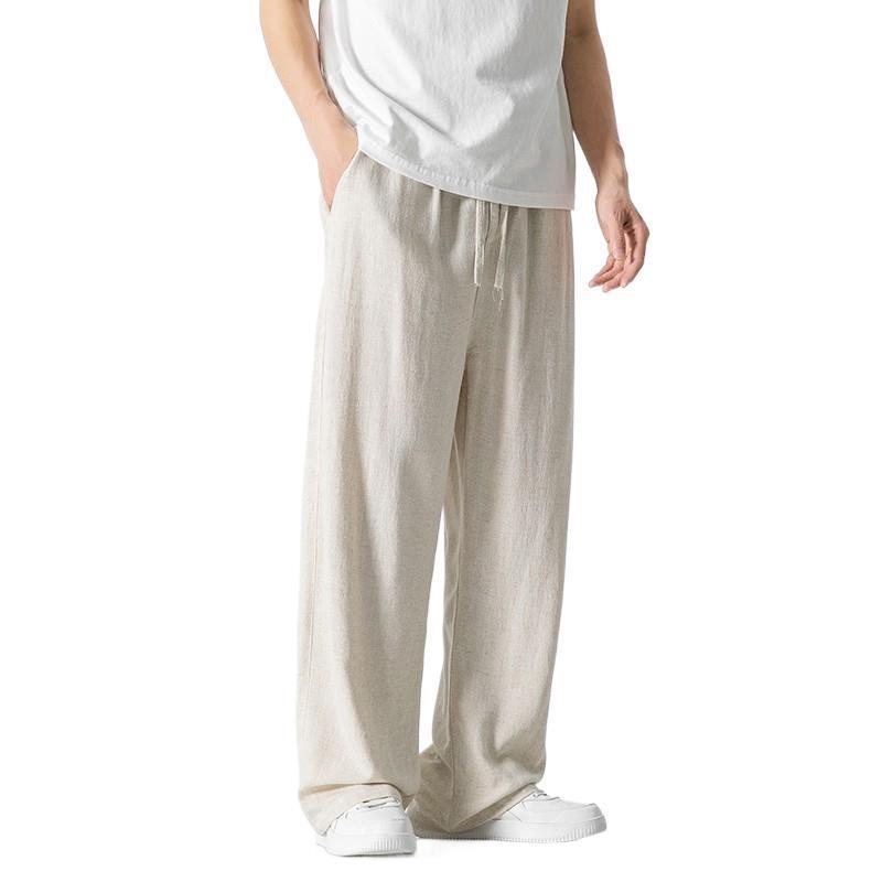 Linen Pants Men's Summer Loose Straight Casual Trousers - Image 5