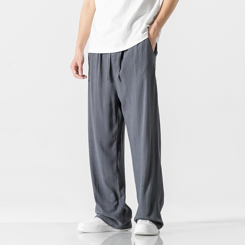Linen Pants Men's Summer Loose Straight Casual Trousers - Image 4