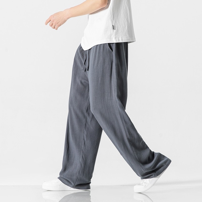 Linen Pants Men's Summer Loose Straight Casual Trousers - Image 7