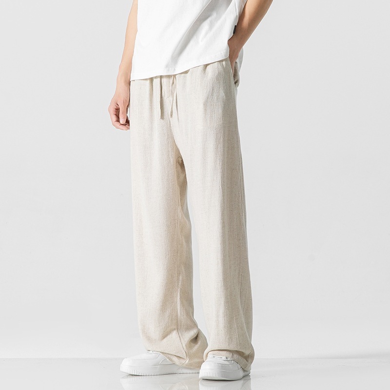 Linen Pants Men's Summer Loose Straight Casual Trousers - Image 9
